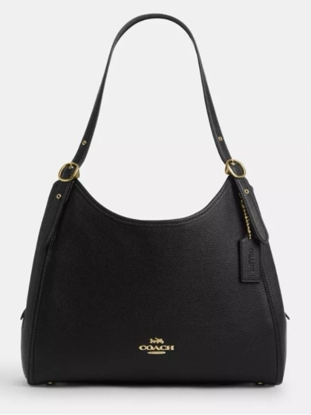 Coach Erin Shoulder Bag Leather Refined pebble leather Gold Black